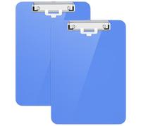 Hongri Plastic Clipboard with Pen Holder, Blue 8.5x11 Letter Size Clip Board for Classroom, Office, Students, Nurses and Women, Low Profile Clip, Size 12.5 x 9 in(Pack of 2)
