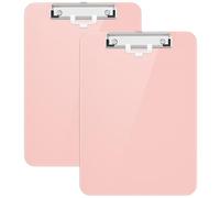 Hongri Plastic Clipboard with Pen Holder, Pink 8.5x11 Letter Size Clip Board for Classroom, Office, Students, Nurses and Women, Low Profile Clip, Size 12.5 x 9 in(Pack of 2)