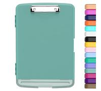 Hongri Plastic Clipboard with Storage, Folder Nursing Clipboard Side Opening, Heavy Duty Clips, Slim Clipboard Storage Box, Light Weight, Smooth Writing for Work, Size 14 x 9.6 x 1.3 Inches(Green)