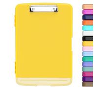 Hongri Plastic Clipboard with Storage, Folder Nursing Clipboard Side Opening, Heavy Duty Clips, Slim Clipboard Storage Box, Light Weight, Smooth Writing for Work, Size 14 x 9.6 x 1.2 Inches(Yellow)