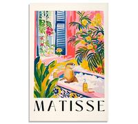 HONGRUHUO Funny Bathroom Wall Art-Otter In Bathtu Poster For Kids Bathroom Wall Decor-Tropical Plants Cute Otter- Canvas Print Picture For -Pink Dopamine Bedroom Decor