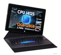 HONGSAMDE 2025 2 in 1 10.1 Inch Windows Tablet, Winsows11 Pro Tablet PC,Intel Celeron J4125,12GB RAM 128GB SSD,1280x800 IPS FHD Touch,with Mini HDMI/5GWiFi/Bluetooth/USB3.0/Dual Cameras/Keyboard