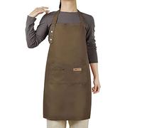 Hongsome Artist Apron,Garden Pottery Painting Aprons for Adults Women 3 Pockets, Adjustable Bib Apron for Art Gardening Black, Brown, Medium/XX-Large
