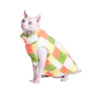 HONGSUO Sphynx Cat Clothes Devon/hairless Cat Autumn And Winter Velvet Vest Plaid Warm Shirt Simple And Versatile,orange Color,L+