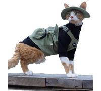 HONGSUO Sphynx Cat Clothes Devon/hairless Cat Camping Vest Outdoor Waterproof Fabric Traction Base Shirt Hat,hat,XL+