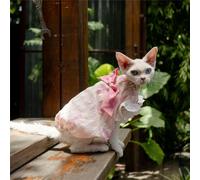 HONGSUO Sphynx Cat Clothes Devon/hairless Cat Pink Princess Dress Pure Cotton Sleeveless Dress,pink,XL+