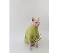 HONGSUO Sphynx Cat Clothes Devon/hairless Cat Spring Multi-color Bottoming Shirt Comfortable Pure Cotton Anti-falling Short Legs,Green (normal),S