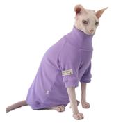 HONGSUO Sphynx Cat Clothes Devon/hairless Cat Spring Multi-color Bottoming Shirt Comfortable Pure Cotton Anti-falling Short Legs,Purple (normal),M