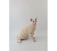 HONGSUO Sphynx Cat Clothes Devon/hairless Cat Spring Multi-color Bottoming Shirt Comfortable Pure Cotton Anti-falling Short Legs,Beige (short),M
