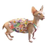 HONGSUO Sphynx Cat Clothes Devon/Hairless Cat Summer Camisole Heart Blossom Skirt Pure Cotton Sunscreen,camisole,XS