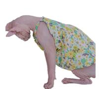 HONGSUO Sphynx Cat Clothes Devon/hairless Cat Summer Suspender Skirt Pure Cotton Floral Vest,Vest,S+