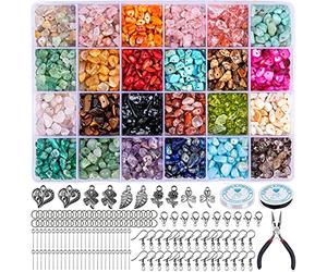 HONGTEYA 1073 Pcs Crystal Jewellery Making Kit Natural Gemstone Chip Beads Irregular Crushed Crystal Pieces 5-7mm Stone Bead Drilled Beads