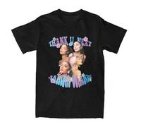 HONGTING Ariana-Music-T-Shirt-Men-Women-Grande-Thank-You-Next-Casual-100-Cotton-T-Shirt-Round Black