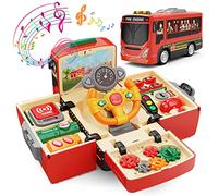 HONGTUO Fire Truck Toys with Teaching Meaning, Simulation Steering Wheel Driving Toy, Toddlers Fire Truck Toy with Sound and Light, Simulate a rescue fire scene，Gift for 1-3-5 Boys & Girls