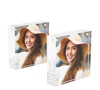 Hongtuocb 3x3 inch Acrylic Picture Frame 2 Pack, Squre Acrylic Photo Frame for Tabletop Display Simple Home Office Decor