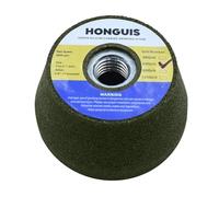 HONGUIS 3 Inch Green Silicon Carbide Grinding Stone Wheel,Flaring Cup Wheel for Granite Marble Concrete Masonry with 5/8"-11 Threaded Arbor(60 Grit)