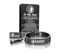Hongvchang Gifts for Dad Papa Fathers Day Thoughtful Gift Set from Son Includes Black Bracelets for Men, Dads Gift Box, Daddy Money Clip, Best Dad Ever Gifts for Birthday Christmas