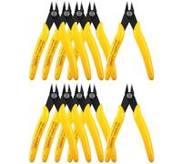 HongWay 10pcs 170 Wire Cutters Small Micro Flush Cutter Zip Tie Cutters Wire Cutters Spring Loaded Cutting Pliers for Electronics, Floral, Plastic Models, Jewelry, 5 Inches, Yellow