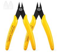 HongWay 170 Wire Cutters 2pcs Micro Flush Cutter Small Zip Tie Cutters Wire Cutters Spring Loaded Cutting Pliers for Electronics, Floral, Plastic Models, Jewelry, 5 Inches, Yellow