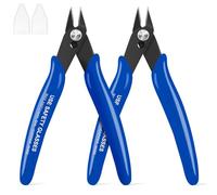 HongWay 170 Wire Cutters 2pcs Micro Flush Cutter Small Zip Tie Cutters Wire Cutters Spring Loaded Cutting Pliers for Electronics, Floral, Plastic Models, Jewelry, 5 Inches, Blue