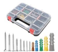 HongWay 370pcs Plastic Drywall Wall Anchors Kit with Screws, Includes 5 Different Assorted Size Anchors and Screws