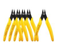 HongWay 5pcs Micro Flush Cutters, Wire Cutter with Internal Spring, Diagonal Cutters for Electronics, Heating Wire, Model Sprue, Soft Copper Wire Snips, 5 inches, Yellow
