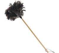 hongwei1952 Natural Ostrich Feather Cat Teaser Wand - 24 Inch Wooden Handle, Bite-Proof Interactive Cat Toy for Indoor Play, Furniture Protection & Cat Exercise (Long dark gray 24in)