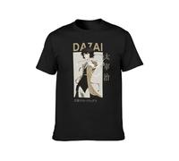 HONGWEl Dazai Card Anime Unisex T-Shirt Mens Tops Casual Tees T-Shirt Black L