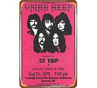 Hongxin 1973 Uriah Heep Zz Top Earth Wind Fire Metal Sign Poster Retro Plaque Art Vintage Look Wall Decor Bar Pub Cafe Man Cave 8 × 12 Inch