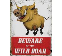 Hongxin Beware of the Wild Boar Retro Iron Painting Tin Wall Signs Warning Sign Metal Plaque Poster Art Decoration Bar Cafe Garage Office
