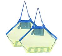 HONGXIN-SHOP Mesh Beach Bag Foldable Large Net Tote Bag Portable Kids Toys Storage Bags Stay Away from Sand and Water Ideal for Outdoor Swim Pool and Summer Holidays Green + Blue 2 Pack