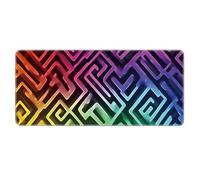HongXINGDd 800x400mm Large Gaming Mouse Mat Extended Geometric Pattern Keyboard Pad Non Slip Rubber Base Waterproof Table Protector Stitched Edges Smooth Surface Office Computer PC