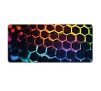 HongXINGDd 800x400mm Large Gaming Mouse Mat Extended Geometric Pattern Keyboard Pad Non Slip Rubber Base Waterproof Table Protector Stitched Edges Smooth Surface Office Computer PC