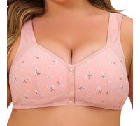 HongXINGDd Breathable Front Opening Button Full Cup Comfort Underwire Free Bra Pink 42D