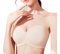 HongXINGDd Women's Strapless Underwire Support Traceless Slimming Large Bust Unlined Camisole Plus Size Convertible Straps Bra Colour 32F