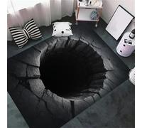 HONGXIU 3D Black Hole Optical Illusion Rug 70x140cm, Crack Stone Vortex Visual Effect Area Rug, Non Slip Washable Floor Mat, Funny Bottomless Hole Carpet for Living Room Bedroom Home Decor