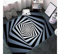 HONGXIU 3D Spiral Optical Illusion Rug, 80x150cm Black and White Swirl Visual Effect Area Rug, Non Slip Washable Floor Mat, Modern Abstract Geometric Carpet for Living Room Bedroom Home Decor