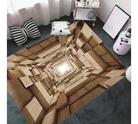 HONGXIU 3D Wooden Bottomless Hole Optical Illusion Rug 140x200cm, Wood Vortex Visual Effect Area Rug, Non Slip Washable Floor Mat, Funny Trippy Carpet for Living Room Bedroom Home Decor