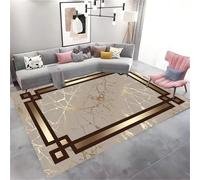 HONGXIU Gold Stripes Area Rug,140x200cm Abstract Yellow Marble Texture Rug, Machine Washable Rugs Living Room Bedroom Soft Low Pile Rug Non Slip Floor Decor Study Carpet