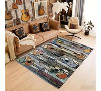 HONGXIU Guitar Area Rug 60x90cm Music Rug Musical Instruments Home Theatre Theme Print Rugs Non-Slip Carpet Bedroom Living Room Sofa Indoor Nursery Rugs