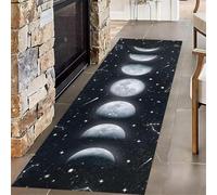 HONGXIU Hallway Runner Moon Phase, 65x220cm Washable Runner Rug Celestial Planet, for Kitchen, Entryway, Bedroom Decor, Non Slip Low Pile Long Strip Floor Carpet