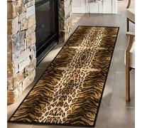 HONGXIU Leopard Print Runner Rug for Hallway - 65x300 Cm Washable Rug Runner Non Slip - Cheetah Print Tiger Kitchen Rugs - Animal Skin Wildlife Carpet for Hallway, Laundry Room, Bedroom, Bathroom
