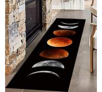 HONGXIU Lunar Phase Hallway Rug Runners, 60x180cm, Hippie Sun and Moon Rugs for Bedroom, Gothic Magic Washable Floor Mat, Pet Friendly Easy Clean Thin Carpet Fordining Rooms, Kitchens, Hallways