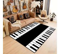 HONGXIU Music Piano Area Rug, 140x200cm,Modern Art Black and White Piano Key Home Decor Rug Fluffy Durable Music Decorations Carpet for Living Room Bedroom Entryway Dining Room Play Room