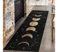 HONGXIU Sun and Moon Runner Rug, 80x150cm, Boho Moon Phase Celestial Night Sky Witchcraft Sun Moon Gothic Area Rugs, Lightweight Easy-Washing Meditation Floor Mat for Hallway Entryway