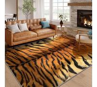HONGXIU Tiger Rug for Bedroom 180x300 Cm, Machine Washable Animal Print Hide Area Rug, Large Non-Slip Faux Fur Tiger Skin Rugs Carpet for Office Living Room Dinner Room Decor