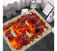 HONGXIU Volcano Lava Vortex Illusion Rug 140x200cm, 3D Crack Magma Fire Bottomless Hole Visual Area Rug, Non-Slip Low Pile Floor Mat, Cool Trippy Effect Carpet for Bedroom Living Room Dorm