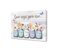 HONGYA Art Motivational Bible Verse Wall Decor: God Says You Are Wall Art Sayings, Framed Inspirational Canvas Christian Wall Art, Christian Gift Quotes Poster for Women Girls 12x16 Inch (BD-A-01)