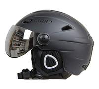 HongYa Half-covered Ski Helmet With Goggles Visor Snowboard Helmet Winter Snow Sled Sledge Scooter Helmet Mask Moto Snowmobile Capacete-Matte black,M