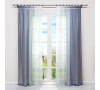 HongYa Set of 2 White and Grey Gradient Sheer Polyester Curtains with Ruffle Tape Height 225/140 cm Easy Installation Large Window Decor for Bedroom Balcony Kitchen